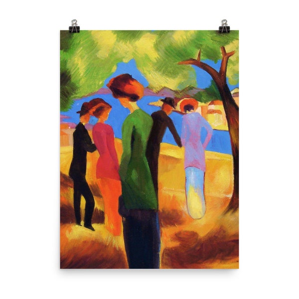 Dame dans une veste verte par August Macke Poster Print