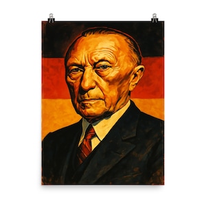 Konrad Adenauer Poster Print | Vintage German Statesman Wall Art | Unique Historical Decor for Home or Office