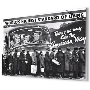 Historic Louisville Flood Breadline Metal Print - Vintage Black & White Documentary Photo Wall Art