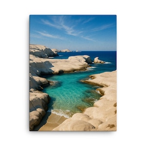 Sarakiniko Beach Canvas Print: Milos, Greece Coastal Wall Art
