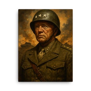 George S Patton Leinwand: WWII General Portrait, Militärgeschichte Dekor