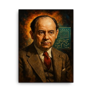 John von Neumann Canvas Print – Iconic Mathematician Wall Art, Geek Decor, STEM Gift, Scientist Portrait Canvas
