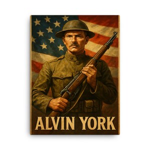 Alvin York Canvas Print – Vintage WWI Hero Wall Art, Unique Historical Decor, Patriotic Gift for History Lovers