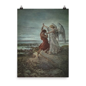Jacob Wrestling with the Angel by Gustave Doré Poster Print