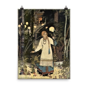 Vasilisa in der Hütte von Baba Yaga von Ivan Bilibin Poster Print