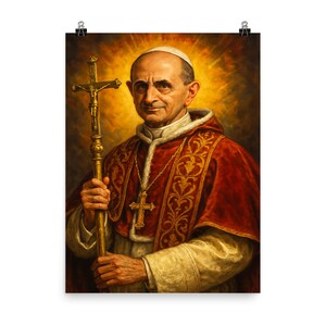 Pope Paul VI Vintage Catholic Poster Print: Unique Historical Wall Art
