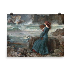 Miranda The Tempest 1916 Poster Print Wall Art by Waterhouse | Vintage Classic Home Decor | Unique Gift Idea