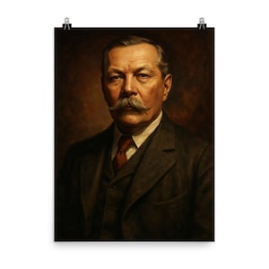 Vintage Sir Arthur Conan Doyle Poster Print - Literary Wall Art Decor, Sherlock Holmes Author Illustration, Gift for Book Lovers