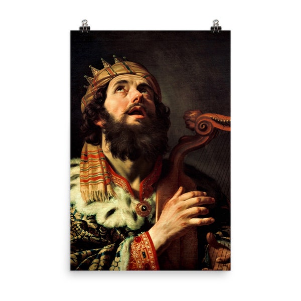 King David Playing the Harp by Gerard van Honthorst Poster Print