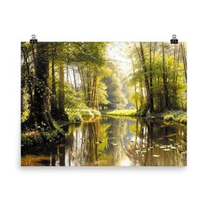 Peder Mork Monsted 'Streaming in the Woods 1911' Lebhafter Poster-Druck - Vintage Forest Wandkunst für Ihre Wohnkultur