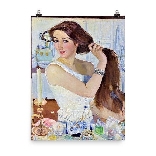 At the Dressing-Table Self Portrait by Zinaida Serebryakova Poster Print