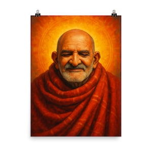 Neem Karoli Baba Sacred Art | Guru Wall Decor | Spiritual Meditation Poster Print for Peaceful Homes