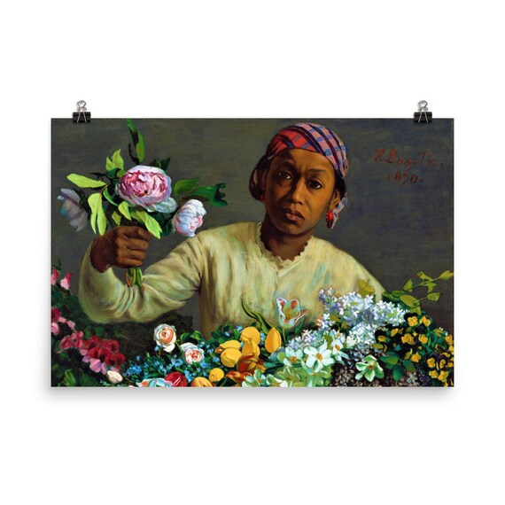 Young Woman With Peonies by Frederic Bazille Poster Print - Etsy