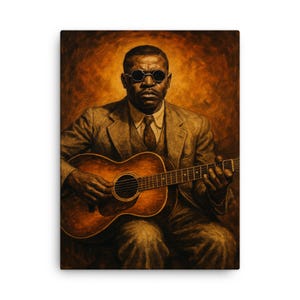 Blind Willie Johnson Canvas Print: Vintage Blues Musician Portrait
