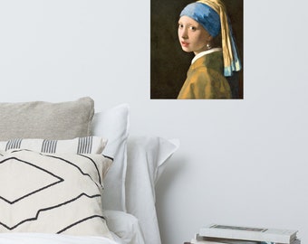 Girl with a Pearl Earring Poster Print, Johannes Vermeer Portrait Painting Wall Art