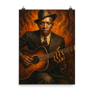 Robert Johnson Portrait Poster: Vintage Blues Music Wall Art