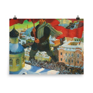 Bolshevik by Boris Kustodiev Poster Print