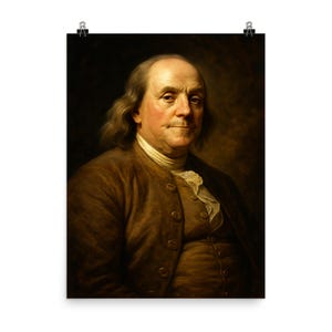Vintage Benjamin Franklin Poster Print: Historical Inspiration Decor