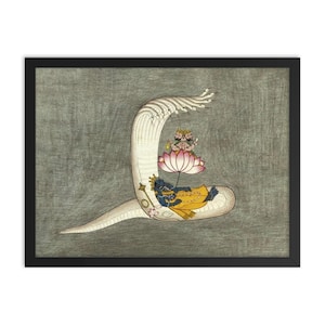 Framed Vishnu Yoga Nidra on Sheshanaga Wall Art – Brahma Cosmic Hindu Universe Print, Sacred Spiritual Home Décor Gift