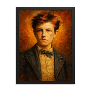 Framed Arthur Rimbaud Portrait: Vintage French Poet Literary Wall Art