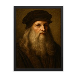 Leonardo da Vinci Framed Print – Renaissance Wall Art, Museum Quality Portrait Decor, Classic Art Gift, Ready to Hang Home Gallery Piece