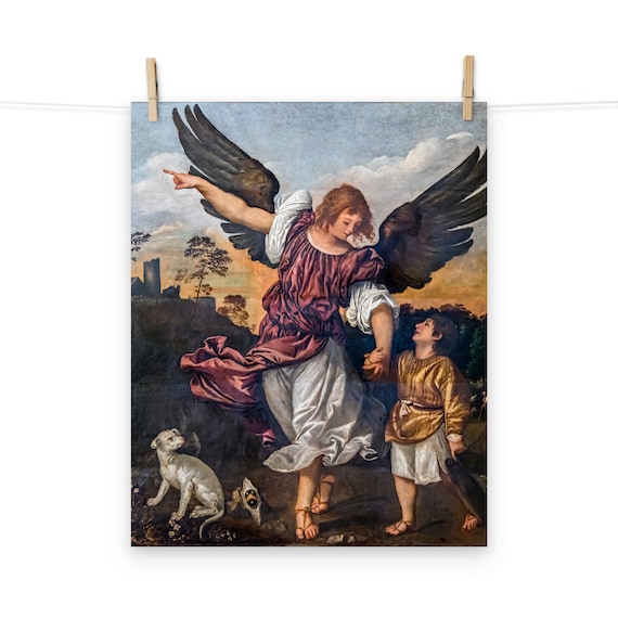 ティツィアーノによる大天使ラファエルとトビアスのポスタープリント
