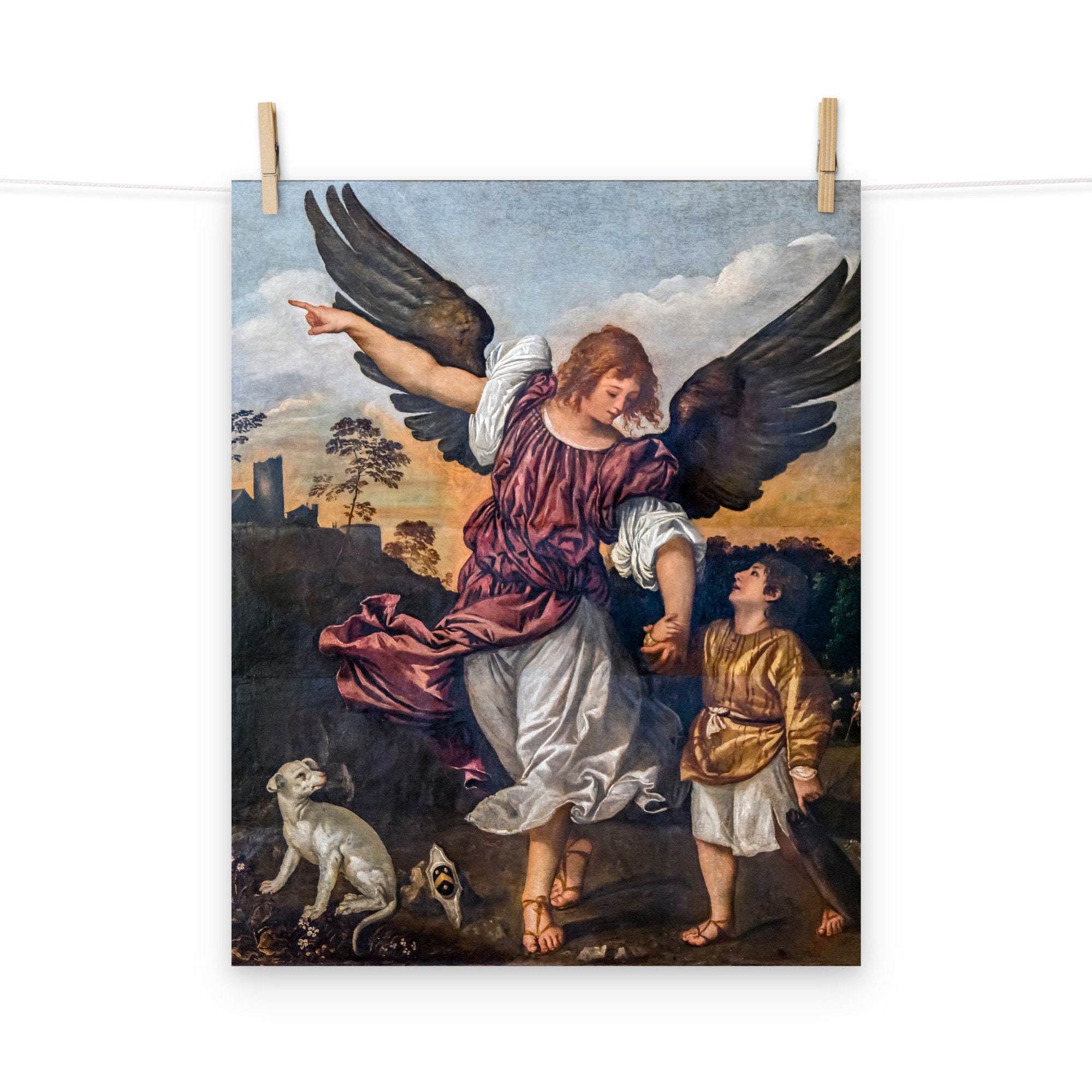 ティツィアーノによる大天使ラファエルとトビアスのポスタープリント