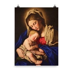 Virgen con el Niño por Giovanni Battista Salvi detto il Sassoferrato Impresión de póster
