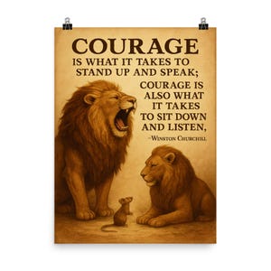 Winston Churchill Courage Quote Poster Print Inspirational Wall Art Motivational Gift Decor Unique Office Home