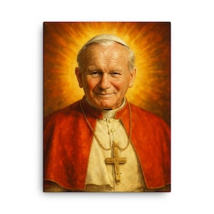 Pope John Paul II Canvas Print: Catholic Home Decor, Inspirational Wall Art