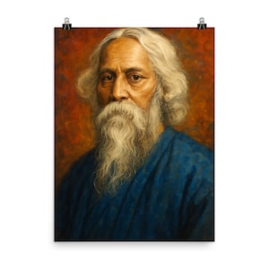 Rabindranath Tagore Print: Portret poety w stylu vintage, inspirująca sztuka ścienna