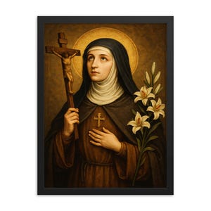 Klara von Montefalco gerahmter Druck - Einzigartige katholische Wandkunst, Inspirational Saint Decor, elegantes religiöses Geschenk, fertig zum Aufhängen