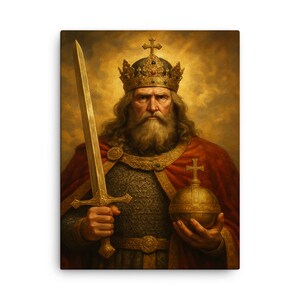 Charlemagne Canvas Wall Art – Medieval Emperor Portrait, Historic Royal Decor, Unique Gift, Vintage Renaiance Print