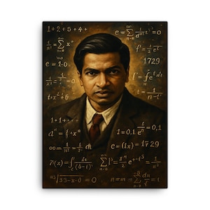 Ramanujan Canvas Wall Art – Inspirational Mathematician Portrait Print, Unique Gift for Math Lovers, Study Decor
