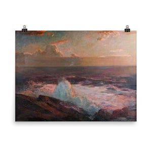 Julius Olsson Coastal Print: Waves Breaking on the Shore, Seascape Wall Art