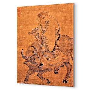 Lao Tzu Metal Print Taoism Wall Art - Zen Calligraphy Meditation Decor for Home Office