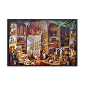 Galeria de Vistas da Roma Antiga por Giovanni Paolo Panini Impressão emoldurada