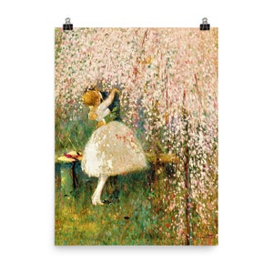 Romance Under The Blossom Tree by Georges Picard Poster Print