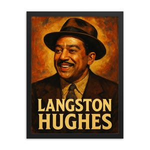 Langston Hughes Oprawiony Wydruk – Inspirująca Czarna Historia Sztuka Ścienna, Portret Literackiej Ikony, Nowoczesny Wystrój Domu, Prezent Dla Miłośników Książek
