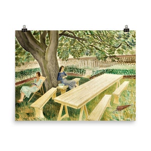 Two Women in a Garden by Eric Ravilious Poster Print