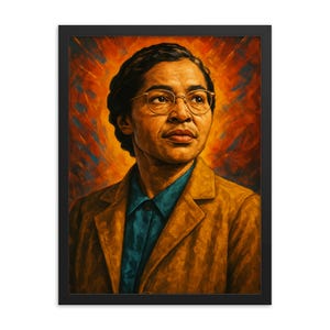 Rosa Parks gerahmter Druck: Bürgerrecht-Ikone, schwarze Geschichtsdekor