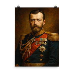 Impression d&#39;affiche vintage Nicolas II de Russie - oeuvre d&#39;art murale historique du tsar pour une décoration royale - classique unique de collectionneur