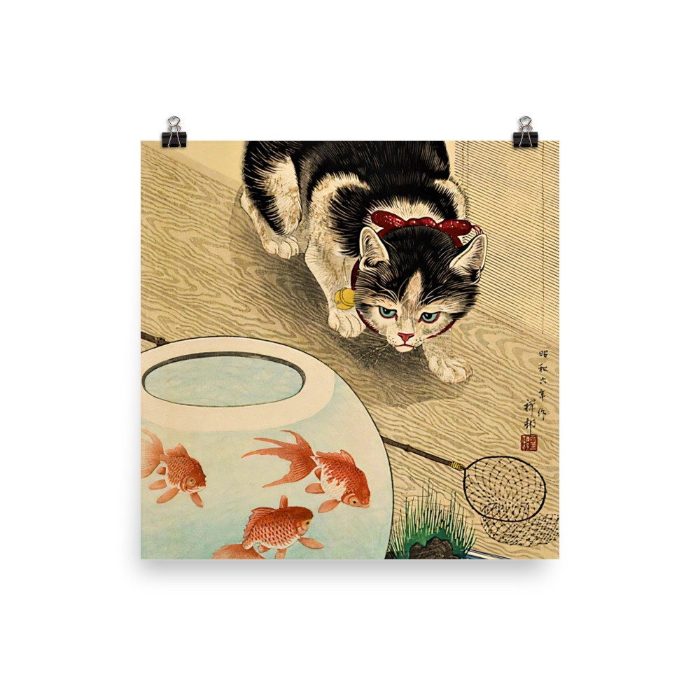 (祥邨)(小原古邨)  金魚鉢と猫 (渡邊木版) 太田記念美術館 Ota Memorial Museum of Art on X: 