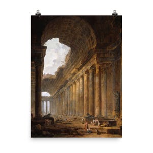 Hubert Robert 1787 Old Temple Poster Print - Classic Art Wall Decor, Vintage French Masterpiece for Elegant Spaces