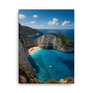 Navagio Shipwreck Beach Canvas Print: Zakynthos, Greece Coastal Wall Art