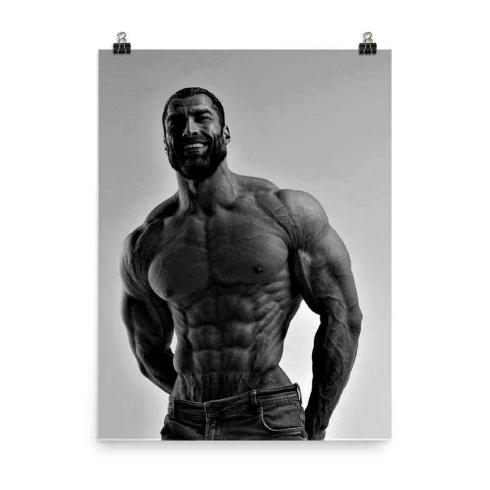 giga chad meme' Poster, picture, metal print, paint by Lowpoly