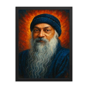 Osho Rajneesh Framed Print: Spiritual Guru Portrait in Samba Wood