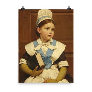 Vintage viktorianischer Kunstdruck: Charity School Girl von George Dunlop Leslie