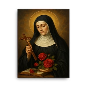 Impression sur toile Sainte Rita de Cascia : oeuvre d&#39;art murale d&#39;inspiration catholique