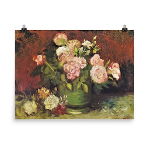 Rosas y peonías por Vincent van Gogh Poster Print